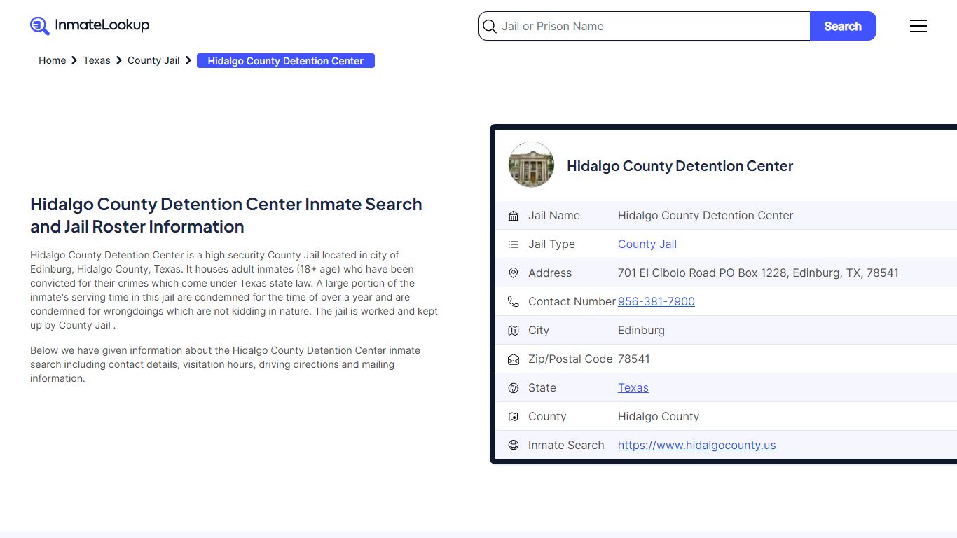 Hidalgo County Detention Center (TX) Inmate Search and Jail Roster ...